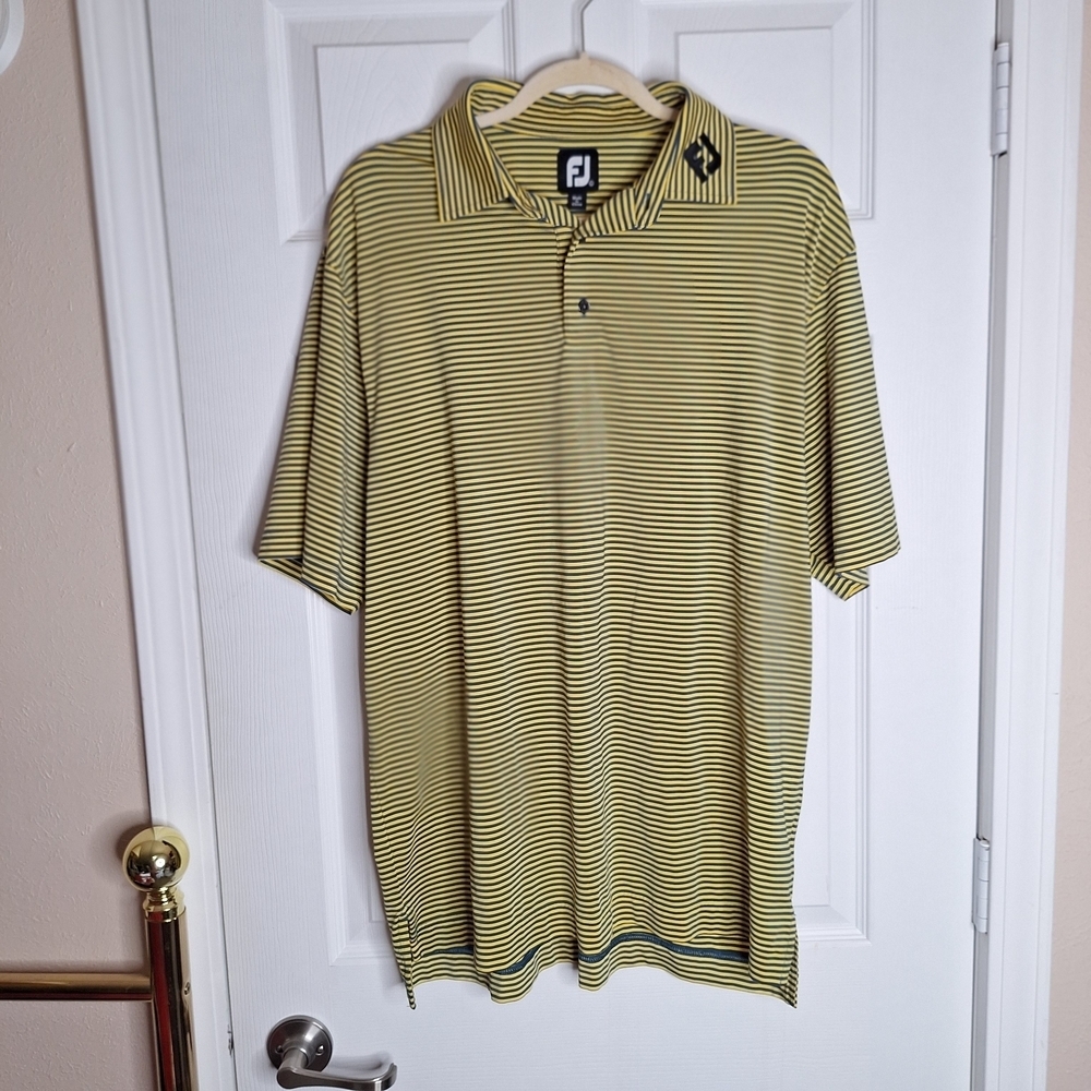 FootJoy Men's Yellow Striped Polo Shirt Size Large